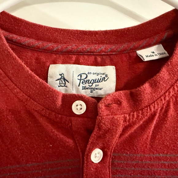 Original Penguin Striped Henley Shirt - Picture 3 of 3